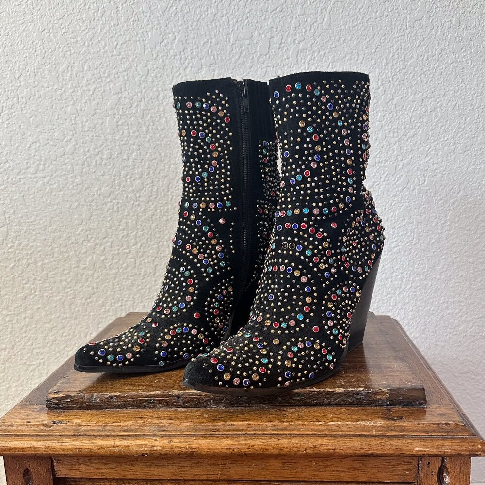 Jeffrey Campbell Adulation Size 8 NWOT Rhinestone High Heel Zipper Boot
